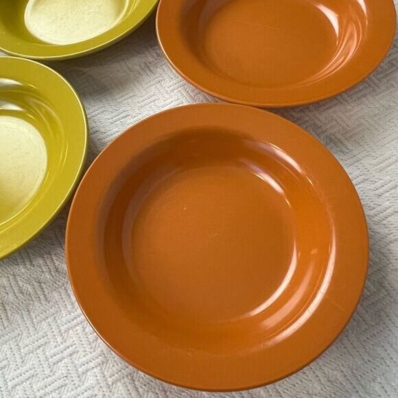 Vintage Melmac Melamine Bowl Set 3 Orange 3 Yellow Serve 6 70s 80s Retro MCM - Picture 11 of 12